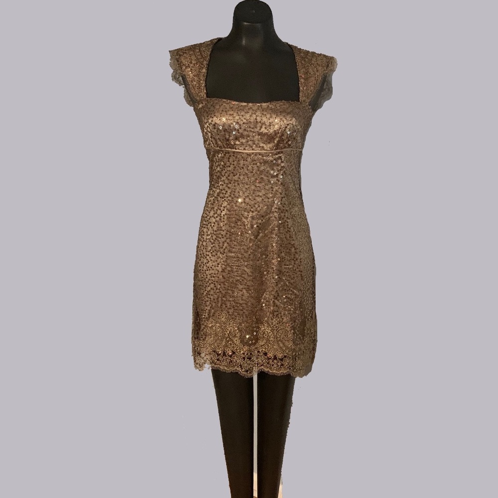 Fab Nicole Miller Gold Sequinned Cocktail Dress 2